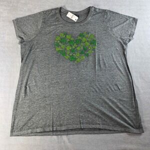 Lane Bryant NWT St Patrick's Day Sequin Shamrock Tee Womens Gray Plus Size 18/20